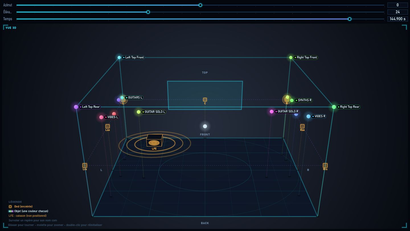 ADM Scope · Vue 3D · objets, bed et caisson de grave
