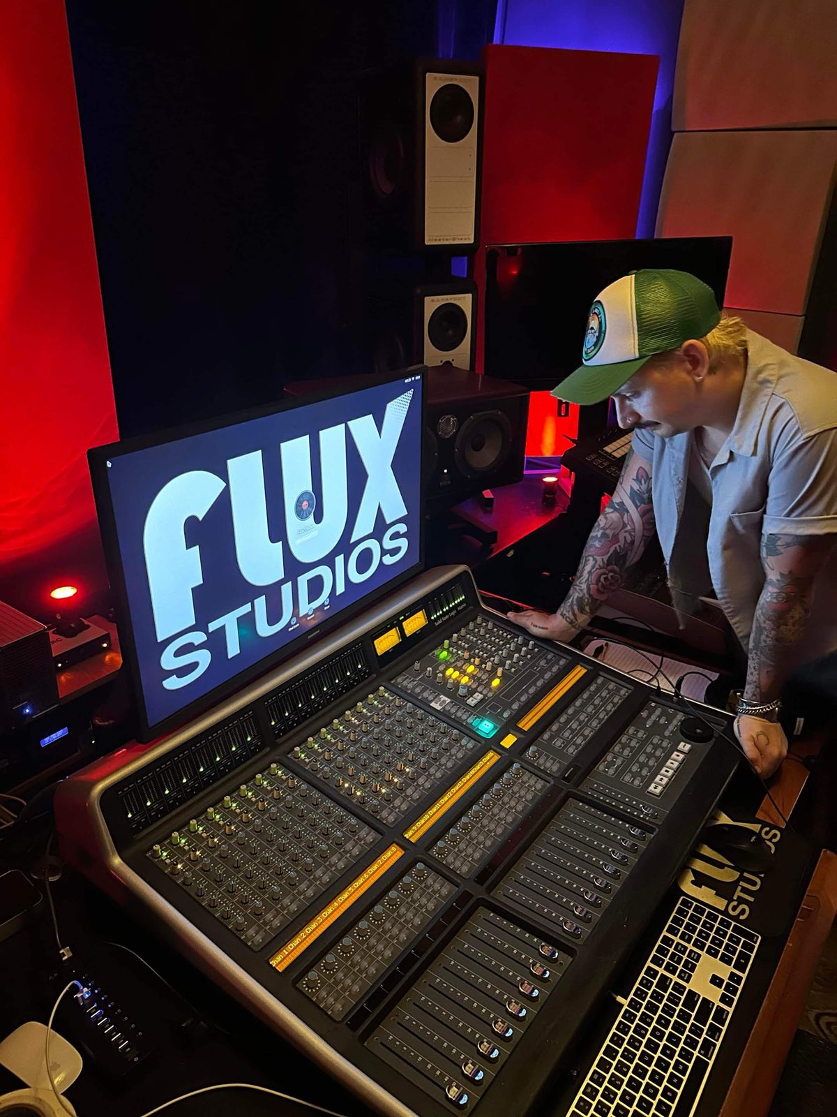 Recording studio in New York, large analog mixing console in session